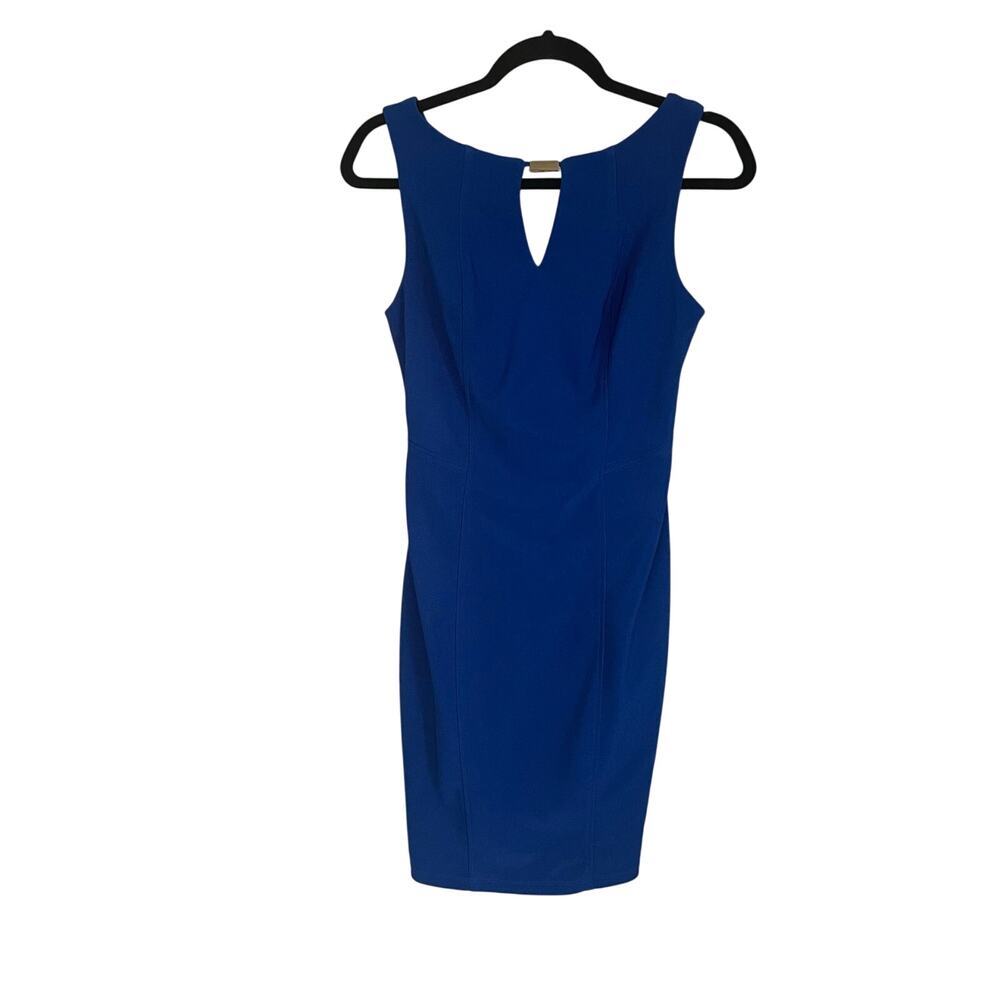Bisou Bisou Royal Blue Sleeveless Tank Sheath Dress Keyhole Neckline Size 4
